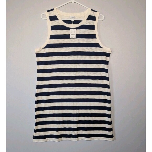 J.CREW Dresses & Skirts - J. Crew Dress Womens M Blue Stripes Cotton Tank Sundress Beach Cover Resort NWT